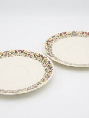 1969-82 Royal Doulton "Fireglow" Fine China Tea Plates (Pair)
